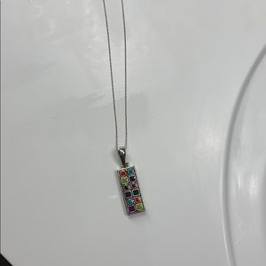 Multi Colored Pendant with silver chain